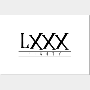 LXXX (Eighty) Black Roman Numerals Posters and Art